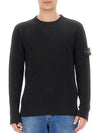 Crewneck Full Rib Wool Knit Top Black - STONE ISLAND - BALAAN 3