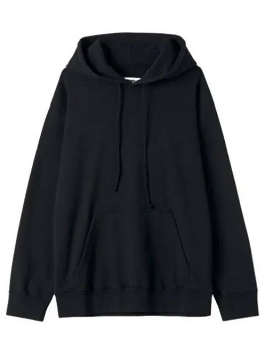 MM6 Logo Cotton Hooded Black Sweatshirt - MAISON MARGIELA - BALAAN 1