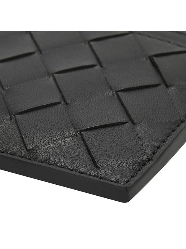 Intrecciato Zipper Single Card Wallet Black - BOTTEGA VENETA - BALAAN 5