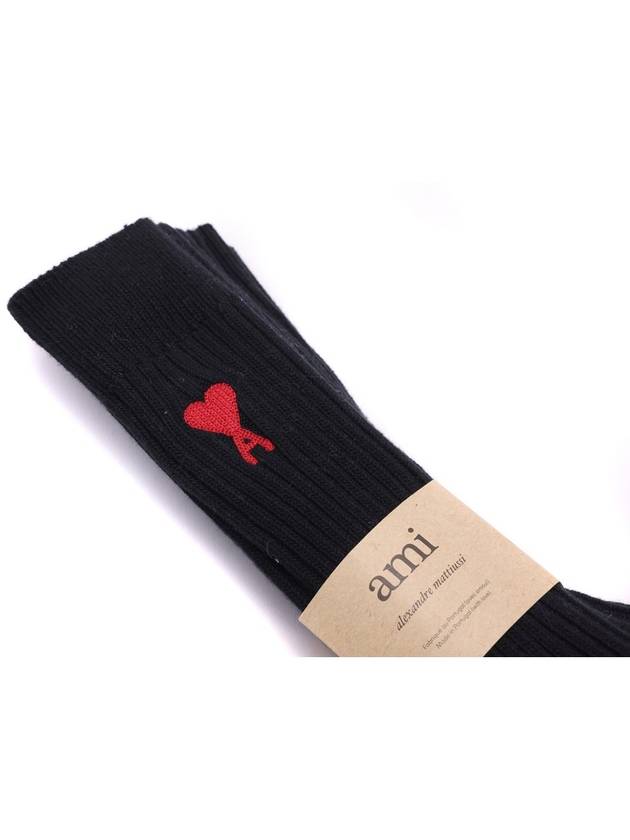 Embroidered Logo 3 Pack Socks Black - AMI - BALAAN 4