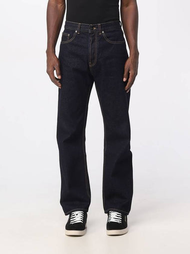 Jeans Palm Angels in denim con logo ricamato - PALM ANGELS - BALAAN 1