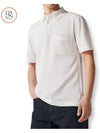 Men's Embroidered H Button PK Shirt Marine - HERMES - BALAAN.