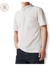 Men's Embroidered H Button Polo Shirt White - HERMES - BALAAN 2