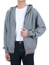 Cashmere Knit Zip Up Hoodie Grey - THOM BROWNE - BALAAN 4