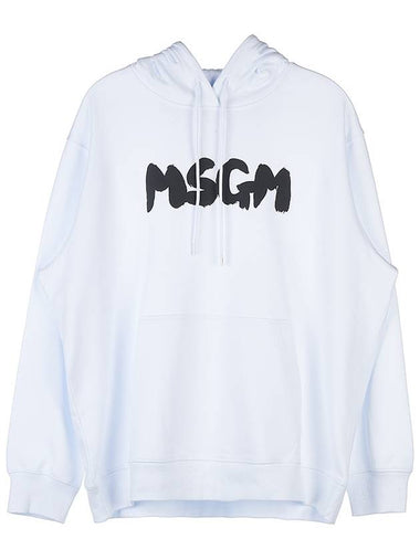 Brushed Logo Print Hoodie White - MSGM - BALAAN 1