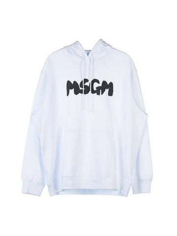 Brushed Logo Print Hoodie White - MSGM - BALAAN 1