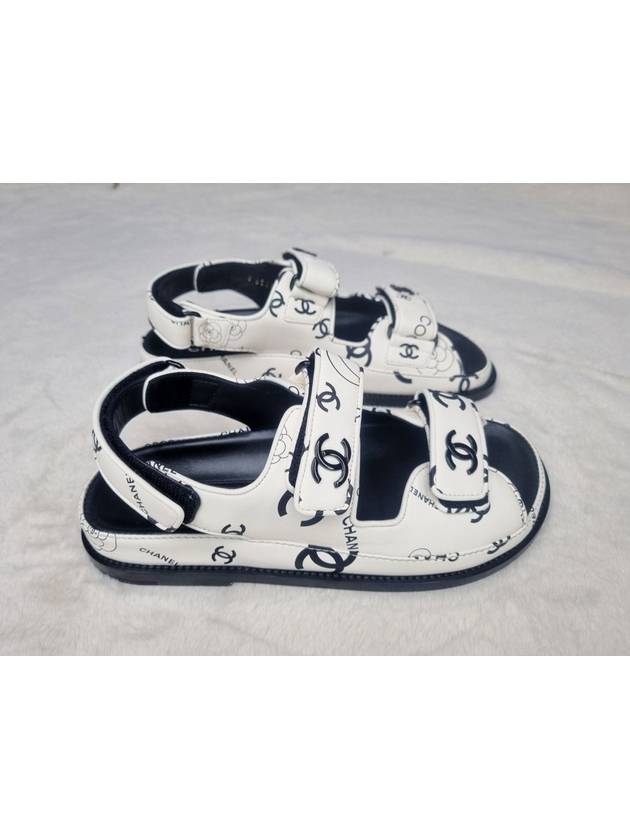 Coco Camellia White Velcro Sandals 235mm G35927X56877 - CHANEL - BALAAN 2