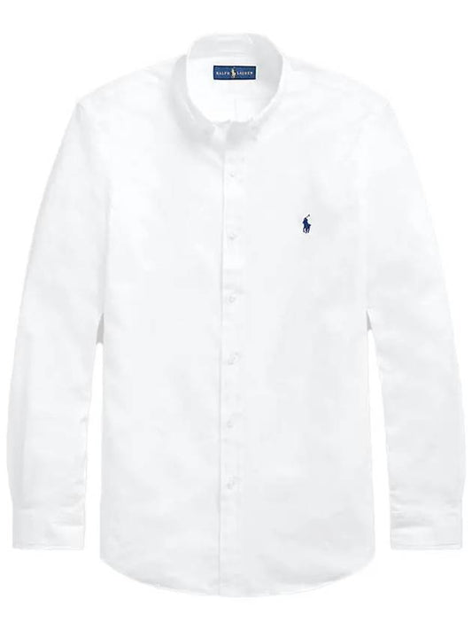 Embroidered Logo Long Sleeves Shirt White - POLO RALPH LAUREN - BALAAN 2