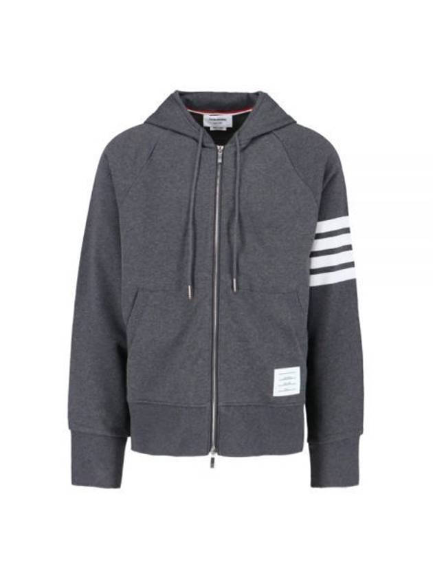 Engineered 4 Bar Diagonal Zip Up Hoodie Dark Grey - THOM BROWNE - BALAAN 2