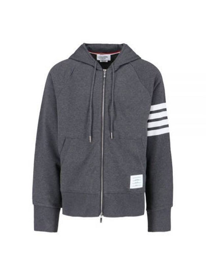 Engineered 4 Bar Diagonal Zip Up Hoodie Dark Grey - THOM BROWNE - BALAAN 2