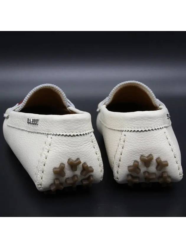 Leather Logo Driving Shoes White - BALLY - BALAAN 8