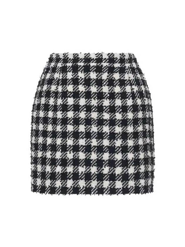 Women's Vichy Mini Tweed A-Line Skirt Black White - ALESSANDRA RICH - BALAAN 1