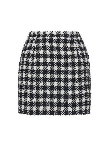 Women's Vichy Mini Tweed A-Line Skirt Black White - ALESSANDRA RICH - BALAAN 1