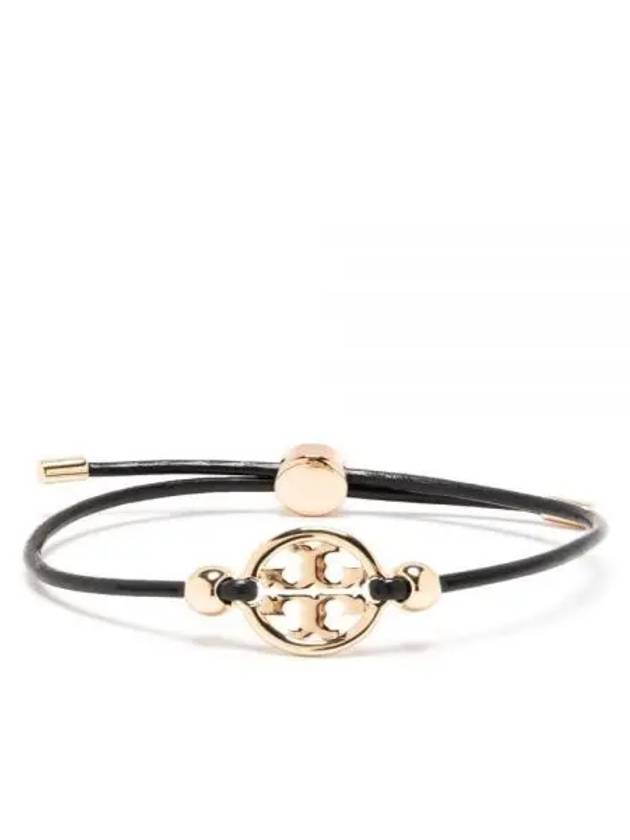 Miller Logo Charm Slider Leather Bracelet Black - TORY BURCH - BALAAN 2