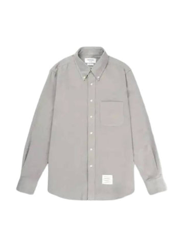 Straight Fit Corduroy Long Sleeve Shirt Grey - THOM BROWNE - BALAAN 1