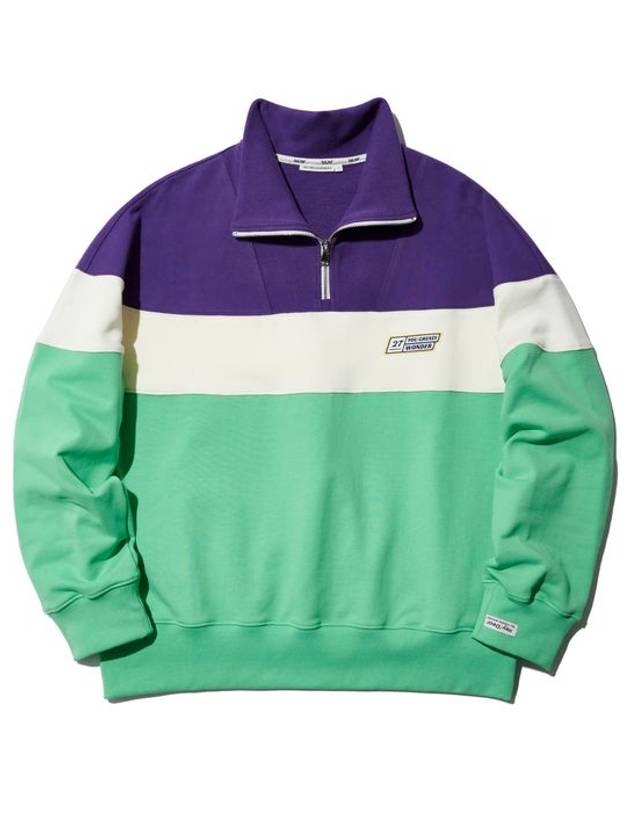 Color block half zip-up sweatshirt purple - YCW - BALAAN 1