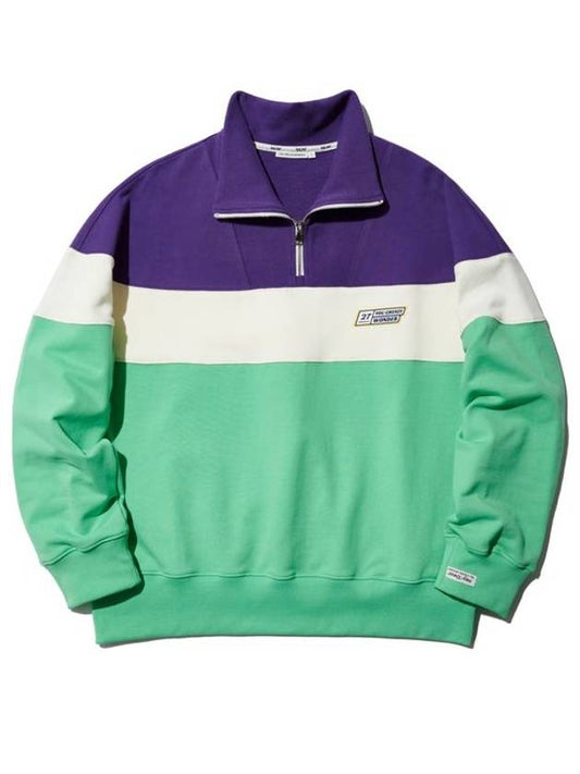 Color block half zip-up sweatshirt purple - YCW - BALAAN 2