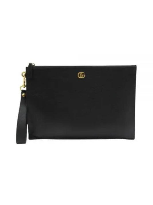 GG Marmont leather strap clutch bag black - GUCCI - BALAAN 2