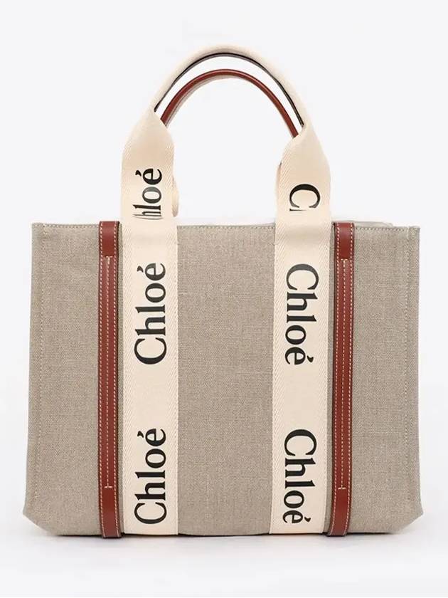 Woody Canvas Medium Tote Bag Brown - CHLOE - BALAAN 4