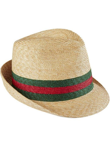 Woven Straw Fedora Beige - GUCCI - BALAAN 1