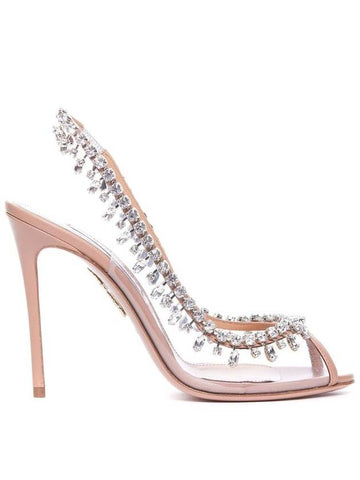 Aquazzura Powder Pink Leather Temptation Sandals - AQUAZZURA - BALAAN 1