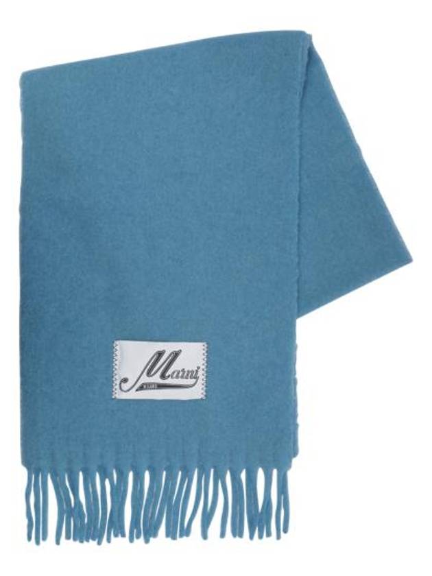 Logo Patch Knit Alpaca Muffler Blue - MARNI - BALAAN 1