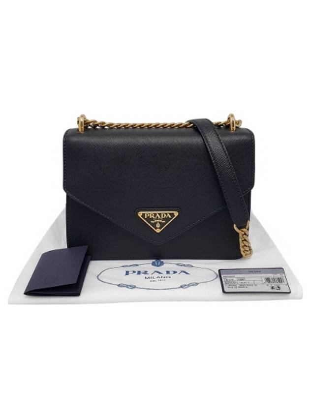 1BD200 Triangle logo Saffiano gold chain shoulder bag - PRADA - BALAAN 10