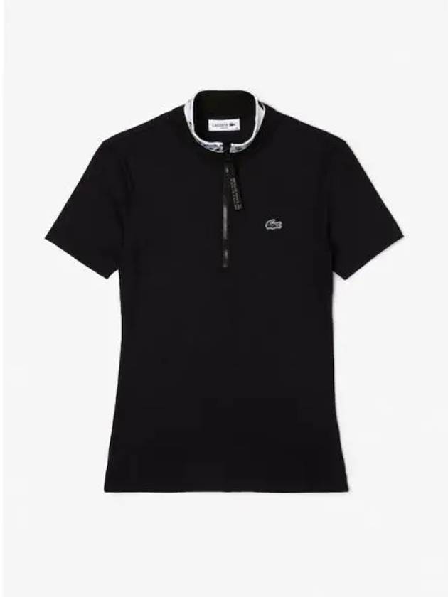 Jacquard Zip-Up Polo Shirt Black - LACOSTE - BALAAN 2