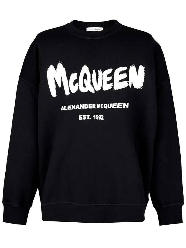 Graffiti Logo Sweatshirt Black - ALEXANDER MCQUEEN - BALAAN.