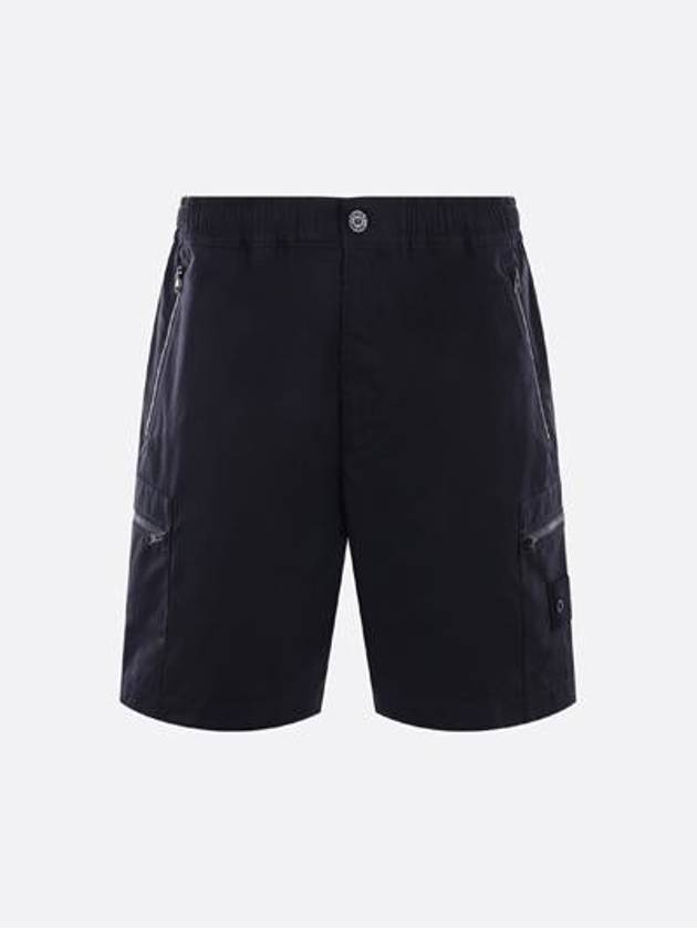 Cargo Bermuda Comfort Fit Cotton Shorts Navy - STONE ISLAND - BALAAN 2