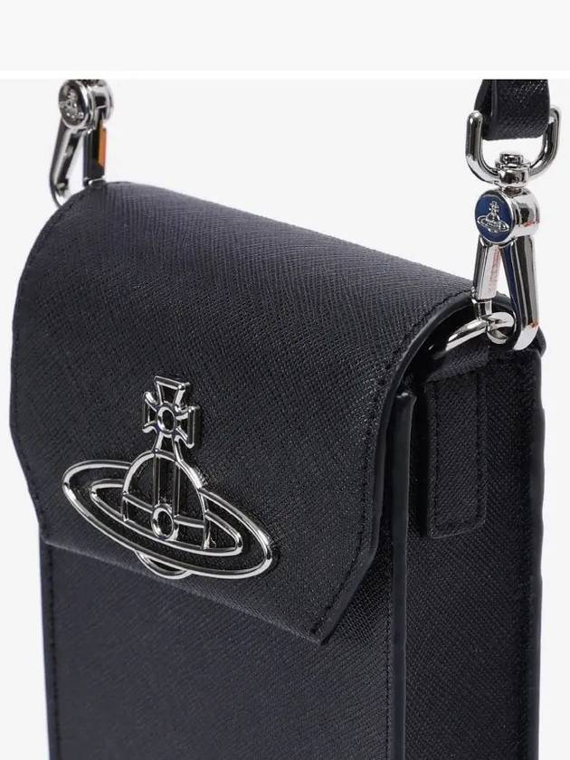 ORB Saffiano Phone Cross Bag Black - VIVIENNE WESTWOOD - BALAAN 4