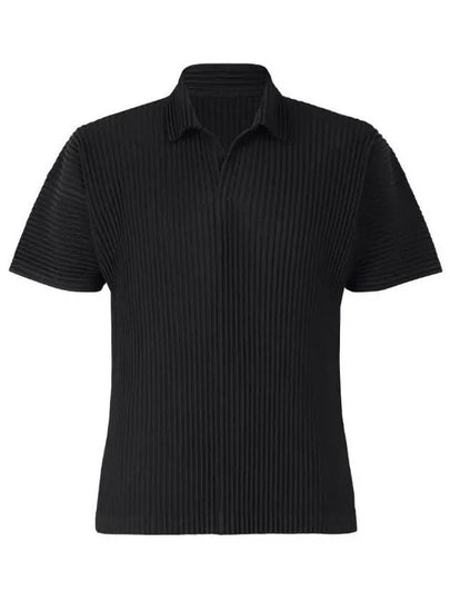 Basic Short Sleeve Polo Shirt Black - ISSEY MIYAKE - BALAAN 2