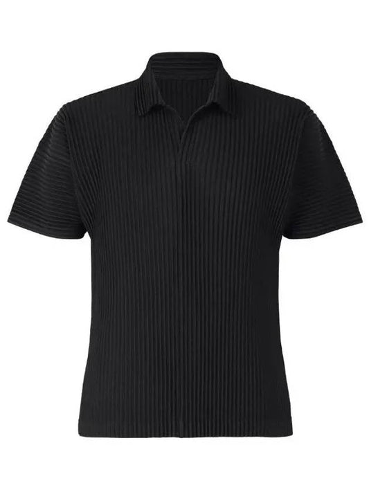 Basic Short Sleeve Polo Shirt Black - ISSEY MIYAKE - BALAAN 2