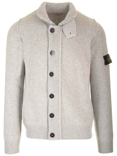 Wappen High Neck Button Up Wool Cardigan Melange Grey - STONE ISLAND - BALAAN 2