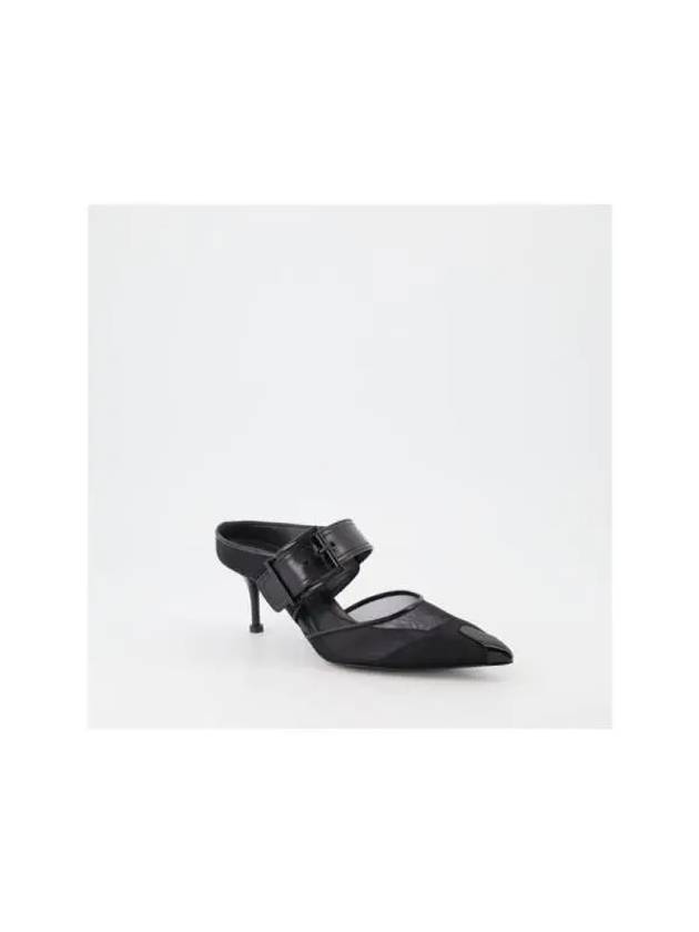 Punk Buckle Mesh Mule Heel Black - ALEXANDER MCQUEEN - BALAAN 3