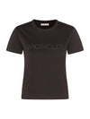 Women's Crystal Logo Short Sleeve T-Shirt Black - MONCLER - BALAAN 1