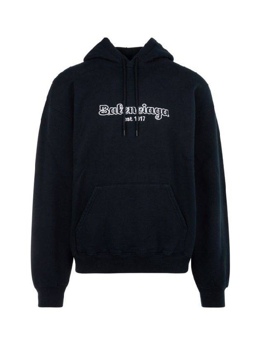 Embroidered Logo Hoodie Navy - BALENCIAGA - BALAAN 1