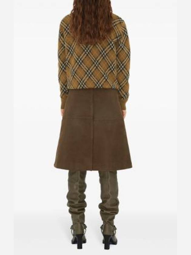 Check Wool Mohair Blend Knit Top Brown - BURBERRY - BALAAN 4