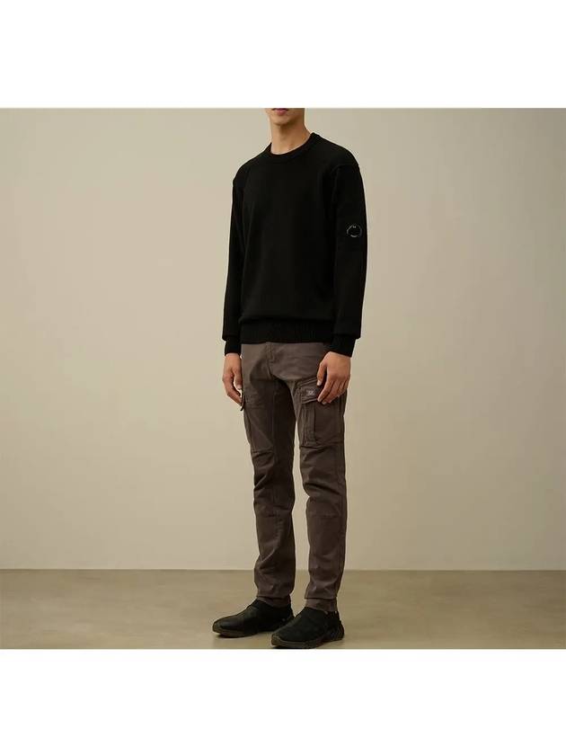 Lambswool GRS Crew Neck Knit Top Black - CP COMPANY - BALAAN 7