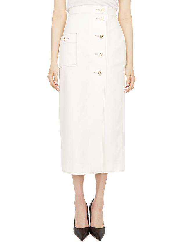 Women's Cotton Canvas Wrap H-Line Skirt White - GUCCI - BALAAN.