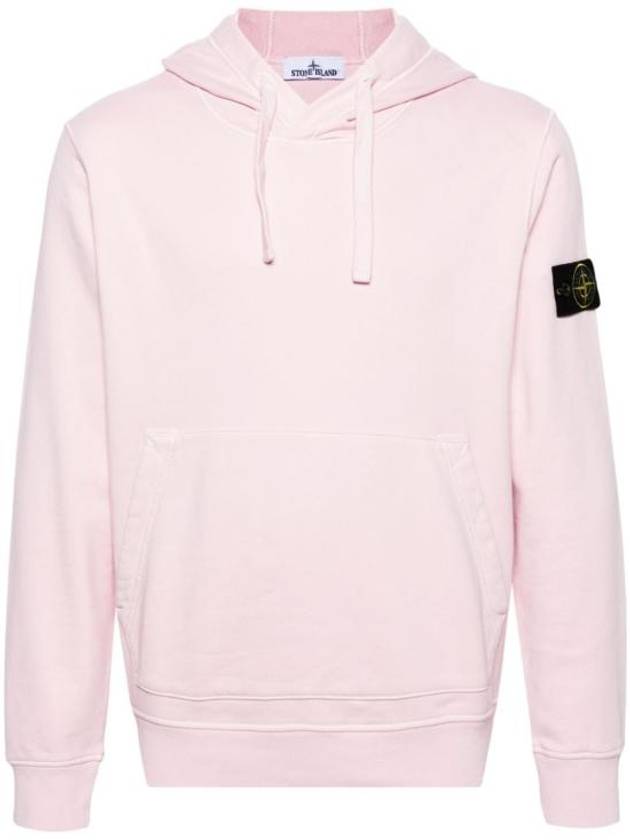 Logo Patch Drawstring Hoodie Pink - STONE ISLAND - BALAAN 1