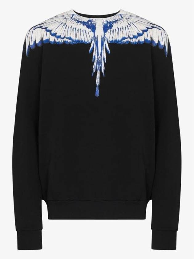 Icon Wing Print Crew Neck Sweatshirt Black Blue - MARCELO BURLON - BALAAN 6