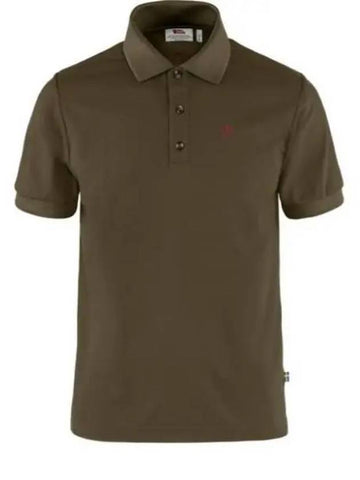 Men's Crowley Pique Polo Shirt Dark Olive - FJALL RAVEN - BALAAN 1