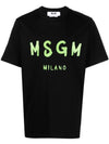 Milano Brushed Logo Cotton Short Sleeve T-Shirt Black - MSGM - BALAAN 4