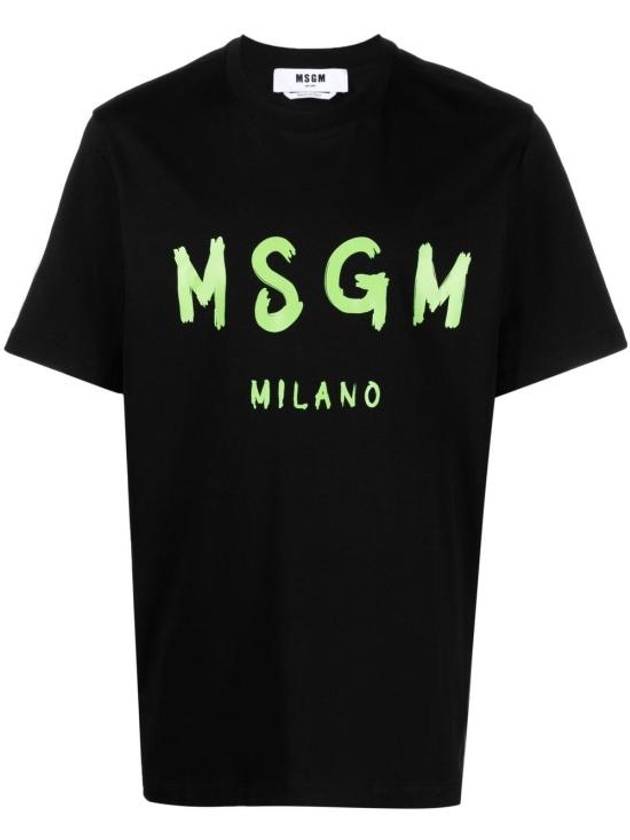 Milano Brushed Logo Cotton Short Sleeve T-Shirt Black - MSGM - BALAAN 4