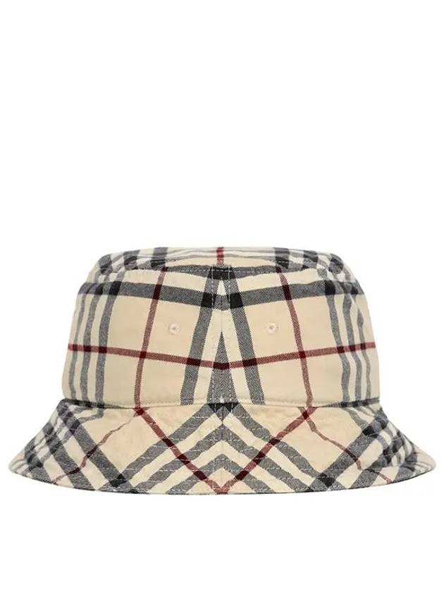 Stone Check Cotton Bucket Hat Beige - BURBERRY - BALAAN 3