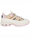 Women's Checked Cotton Leather Arthur Low Top Sneakers Pale Pink - BURBERRY - BALAAN 3