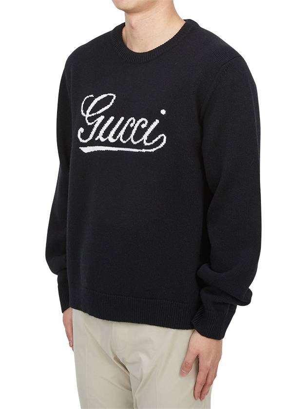 Logo Intarsia Knit Sweater Black - GUCCI - BALAAN 3