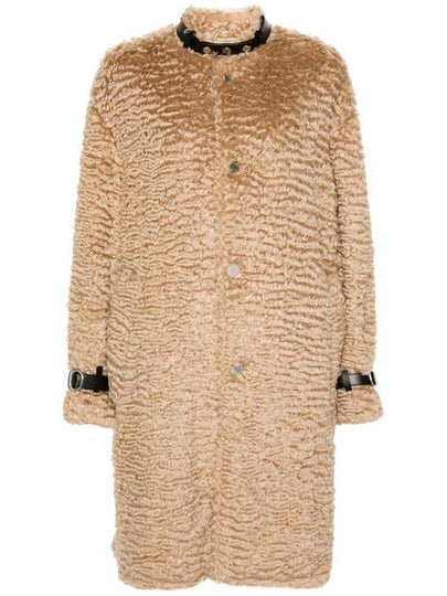 Leather neck strap mohair single coat gold earth - JIL SANDER - BALAAN 2