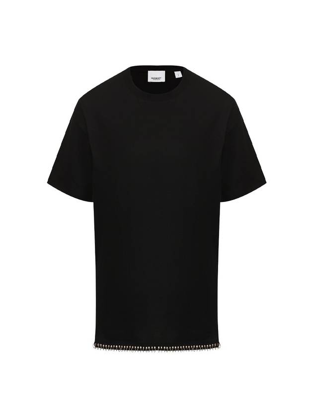 Women's Ring Piercing Oversized Cotton Short Sleeve T-Shirt Black - BURBERRY - BALAAN 1